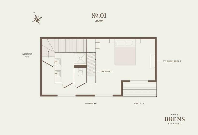 اتاق لوکس با بالکن, Chez Brens   Maison D Hôtes à La Hume