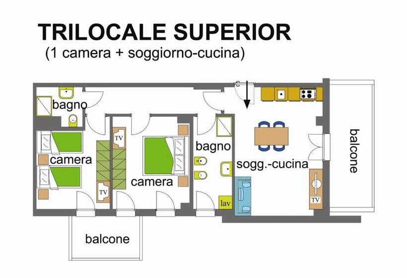 דירת 2 חדרים סופריור, Residence I Delfini