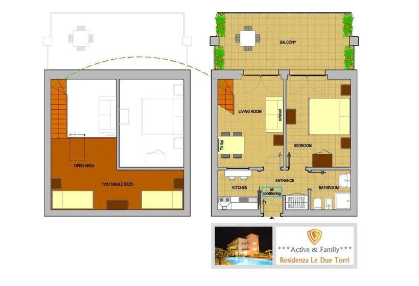 １ベッドルームアパートメント, Residenza Le Due Torri