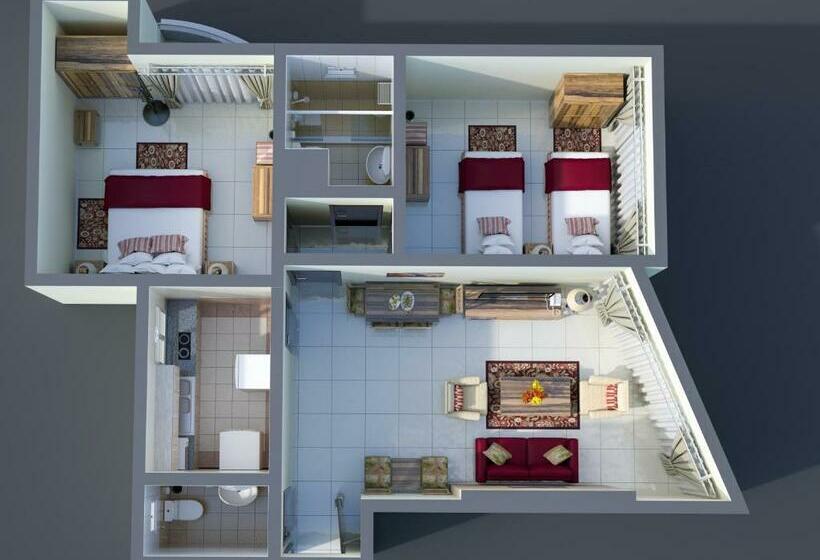 침실 2개 스위트, Ewan Tower Hotel Apartments