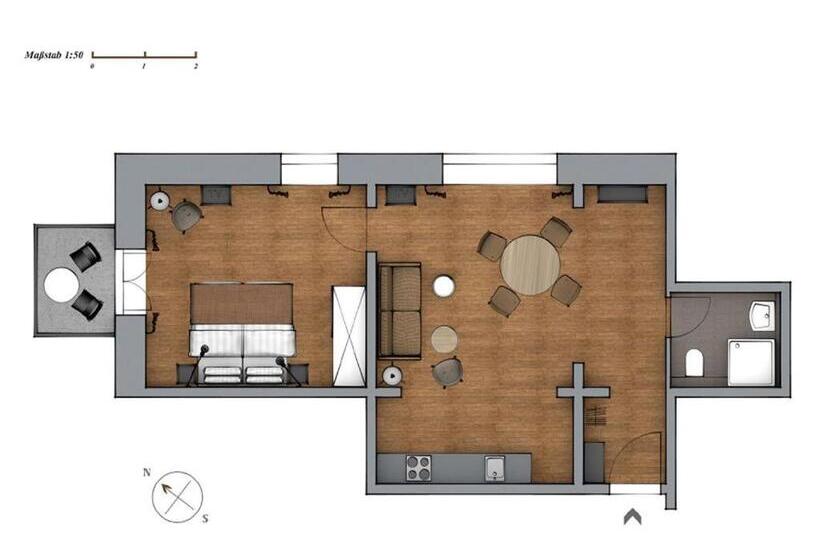 آپارتمان 1 خوابه با بالکن, Ohlerich Speicher App_ 07