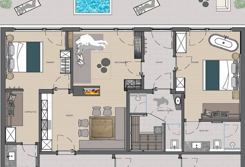 デラックススイート２ベッドルーム, Chalets & Apartments Wachterhof