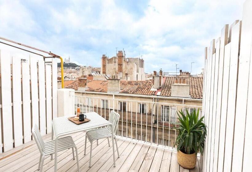 침실 1개 테라스 아파트, The Babel Community Hôtel Vieux Port