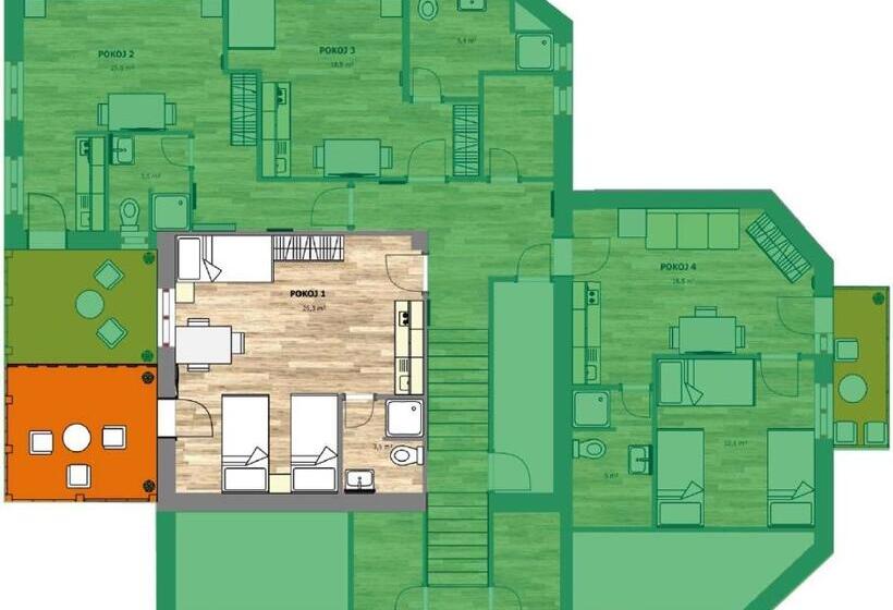 غرفة قياسية ثلاثية مزودة بشرفة, Penzion Bystřička