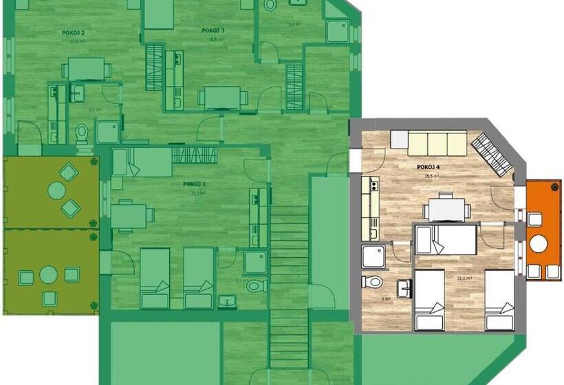 شقة غرفة نوم واحدة مزودة بشُرفة, Penzion Bystřička