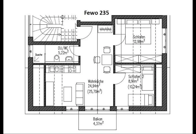 バルコニー付き１ベッドルームアパートメント, Gastehaus Und Fewo Lamm Garni