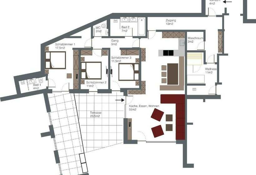Апартаменты 3 Спальни, Bühlhof Appartements