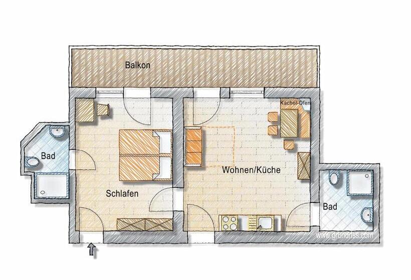 침실 1개 아파트, Posers Bergwelt B&b