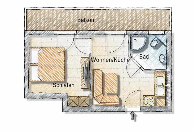 １ベッドルームベーシックアパートメント, Posers Bergwelt B&b