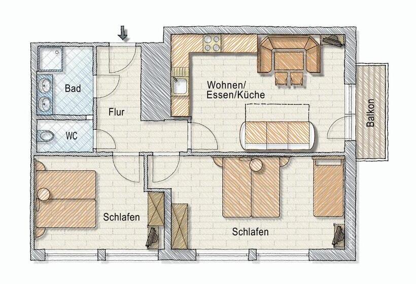 آپارتمان 2 خوابه, Posers Bergwelt B&b