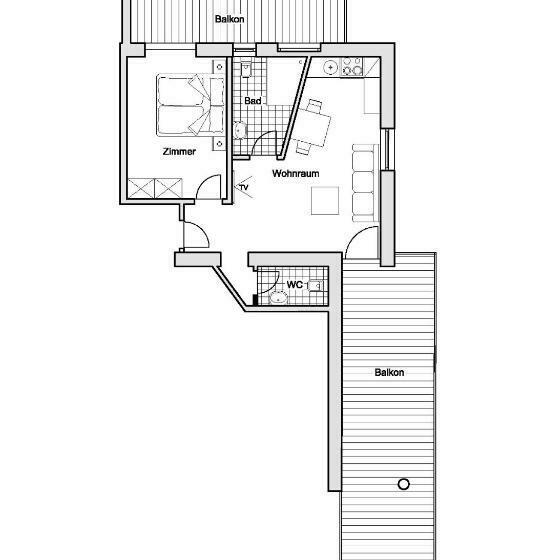 침실 1개 테라스 아파트, Appartements Graf Hartwig