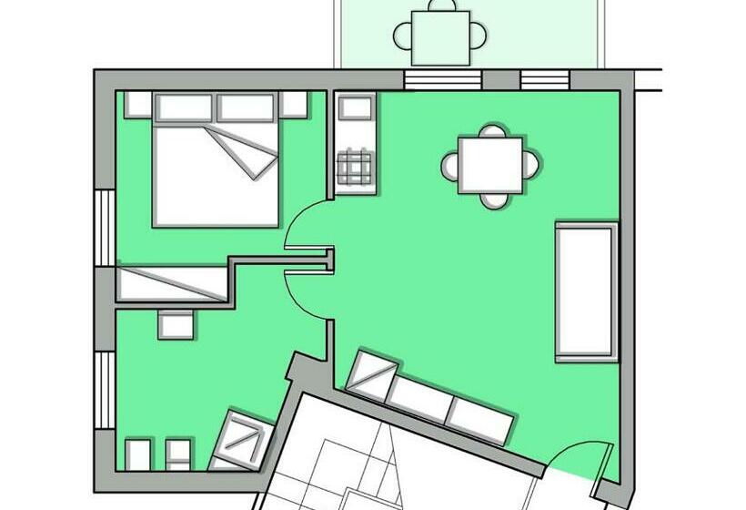 バルコニー付き１ベッドルームアパートメント, Residence La Giungla