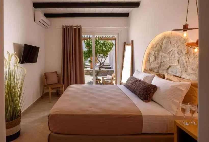 Huoneisto 1 Makuuhuone Allasnäkymä, Olive Mykonos Villas