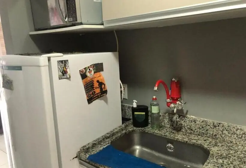 キングサイズベッドのスタンダードルーム, Flat Hotel Morador 1110 Suíte,sofá,varanda,cozinha