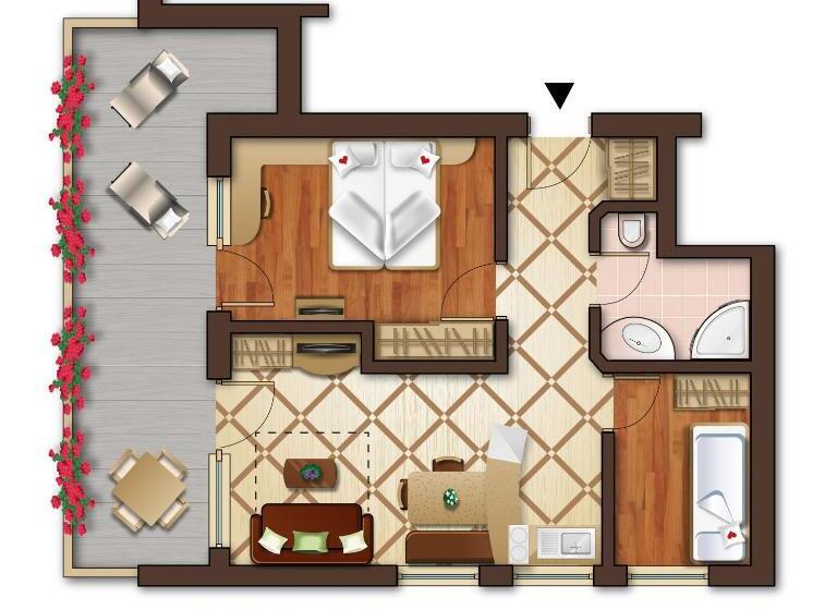 침실 1개 발코니 아파트, Familien Wellness Residence Tyrol