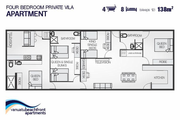 ویلای یک اتاق خوابه با استخر شنا, Vanuatu Beachfront Apartments