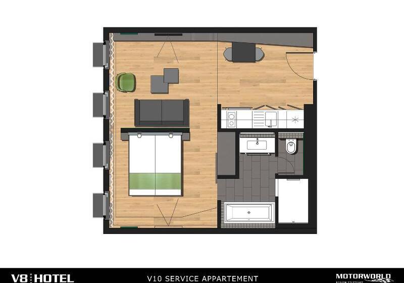 1ベッドルームアパートメント, V8 Hotel Motorworld Region Stuttgart