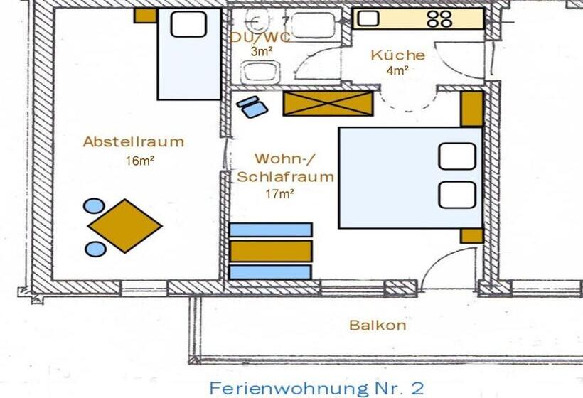 آپارتمان 1 خوابه با بالکن, Gästehaus Schönfeld