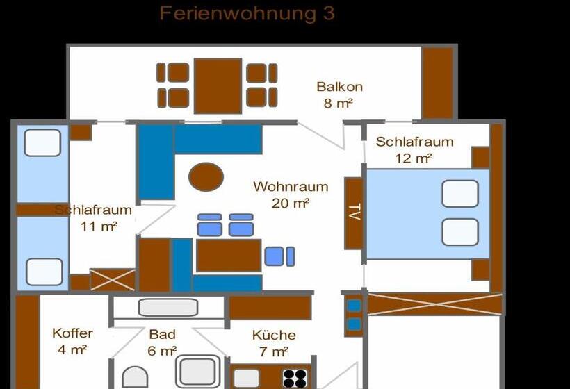 آپارتمان 3 خوابه, Gästehaus Schönfeld