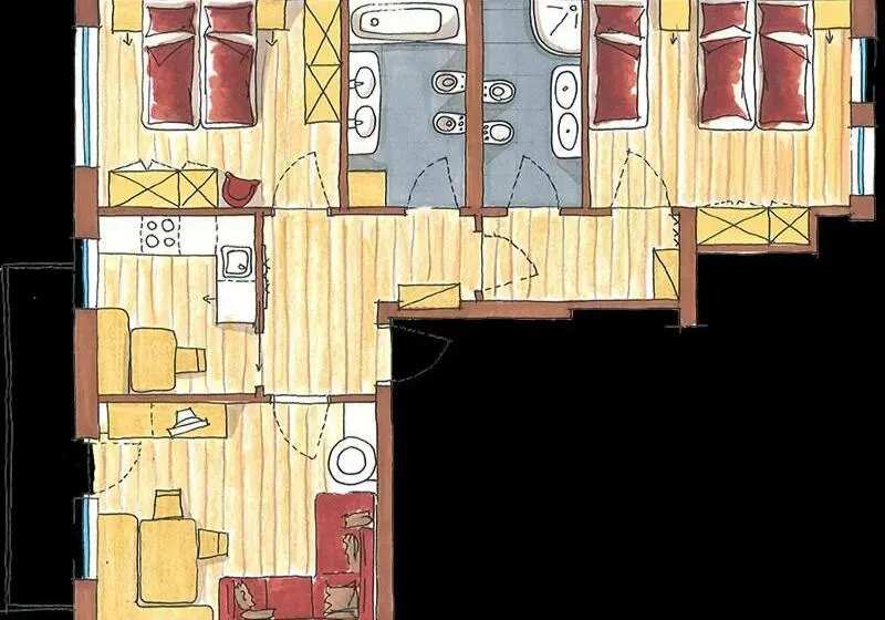آپارتمان 2 خوابه با تراس, Residence Cesa Rives