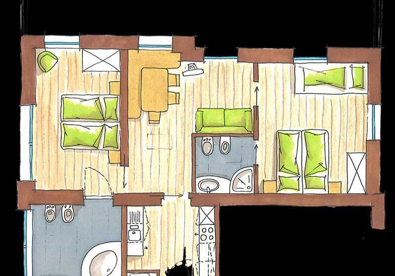 Апартаменты 2 Спальни с Садом, Residence Cesa Rives