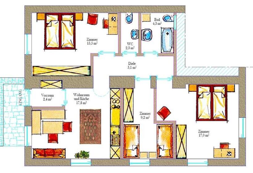 침실 1개 전망 아파트, Appartments Neuhof