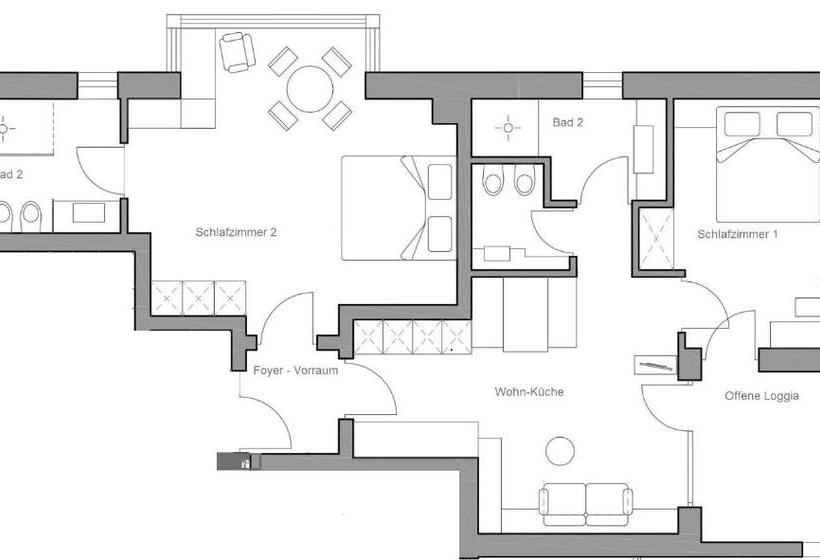 带3个卧室的公寓, Brühl Suites&residence