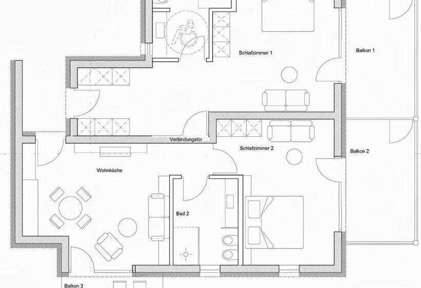 带3个卧室的公寓, Brühl Suites&residence