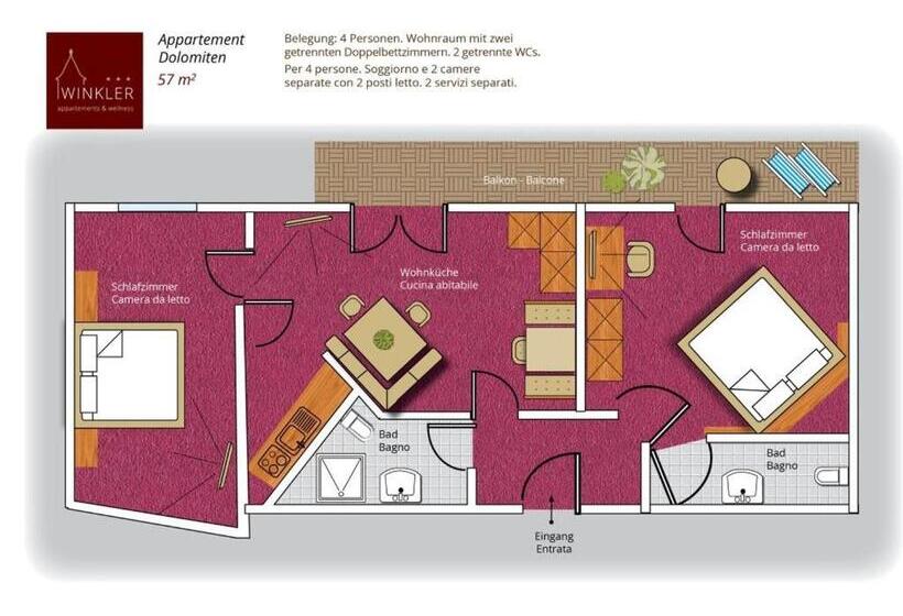 דירת שני חדרים, Appartement  Und Wellnesshotel Winkler