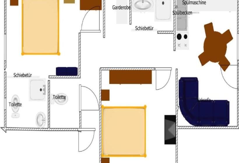 バルコニー付2ベッドルームアパートメント, Gästehaus Schmid & Reitzner