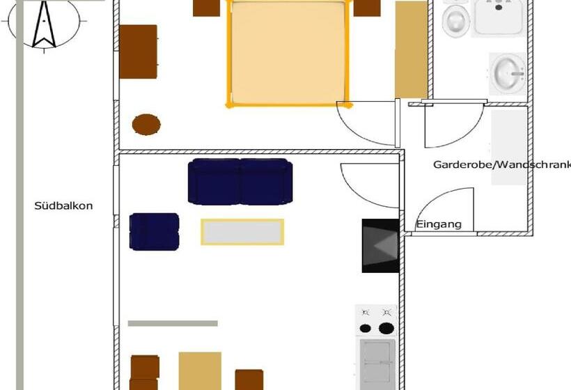 バルコニー付き1ベッドルームアパートメント, Gästehaus Schmid & Reitzner