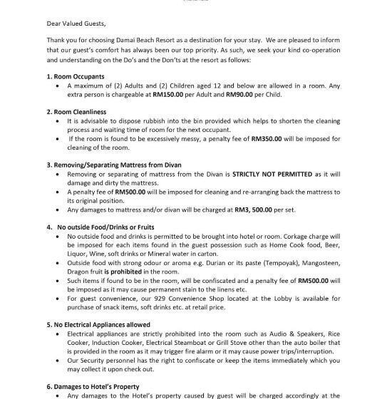 스위트, Damai Beach Resort