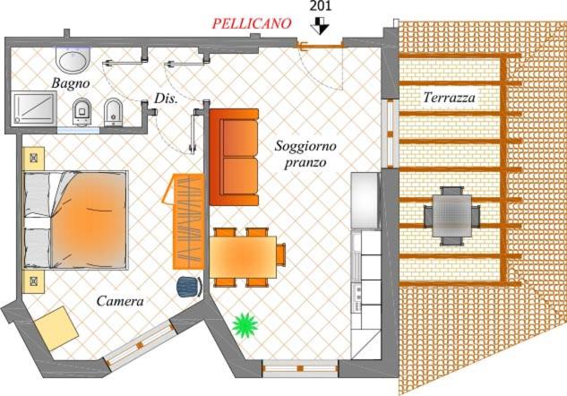آپارتمان 1 خوابه, Residence Il Cardellino