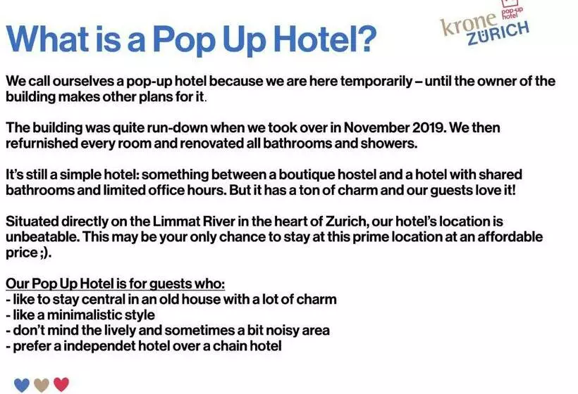 اتاق استاندارد یک تخته با سرویس بهداشتی مشترک, Pop Up Hotel Krone Zürich
