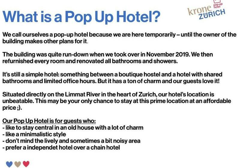 اتاق استاندارد با سرویس بهداشتی مشترک, Pop Up Hotel Krone Zürich