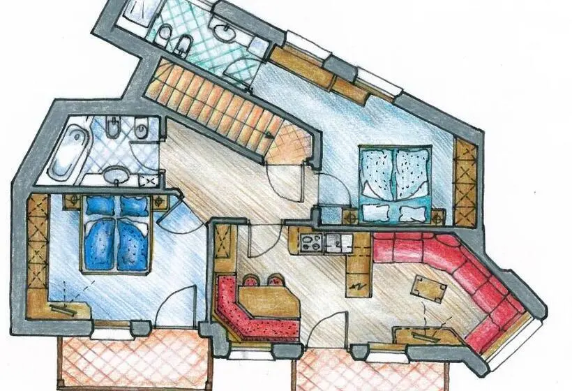 ペントハウス２ベッドルームアパート, Residence Cesa Ladina