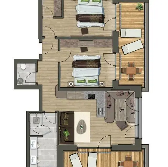 ２ベッドルームアパートメント, Apartmenthaus Wiesenhof