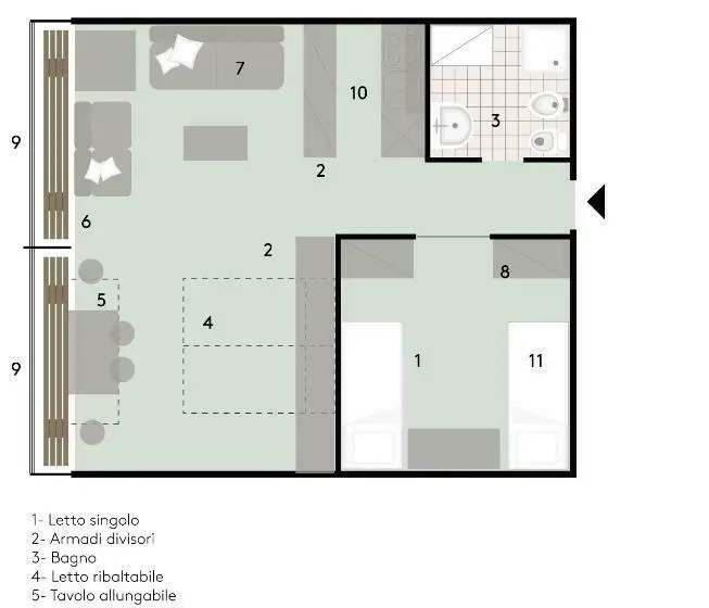 １ベッドルームアパートメント, Residenza Albaré