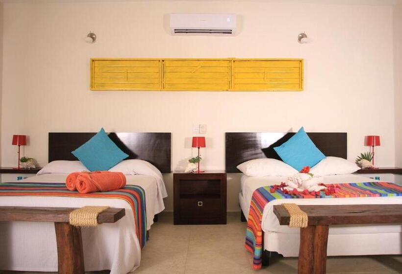 带2个双人床的标准工作室, Puerto Holbox Beach Front