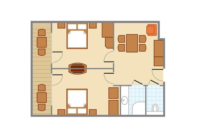 Апартаменты 2 Спальни с Балконом, Thermenhotel Puchasplus Stegersbach
