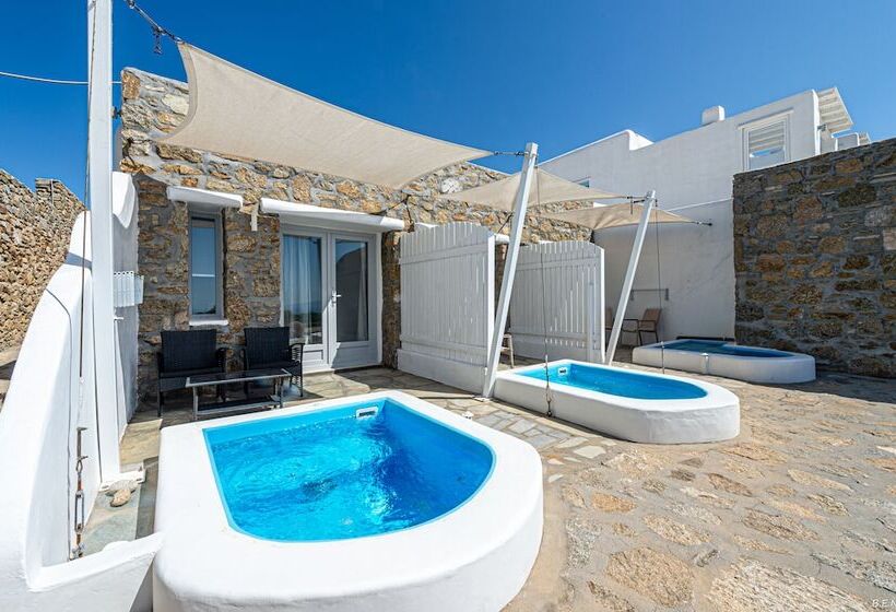 带按摩浴缸和海景的套房, Manolia View Mykonos