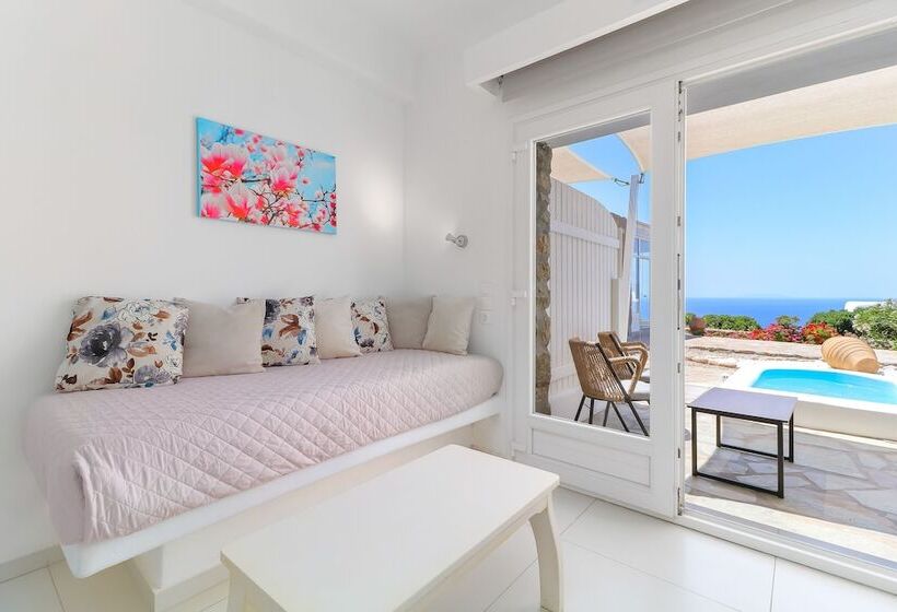 带按摩浴缸和海景的套房, Manolia View Mykonos