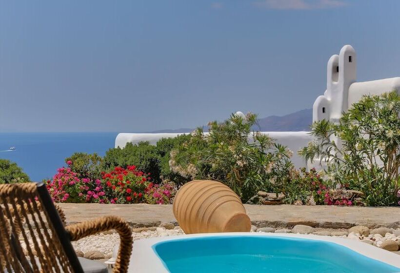 带按摩浴缸和海景的套房, Manolia View Mykonos