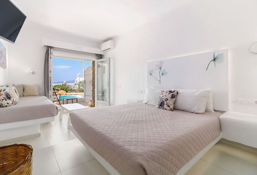 带按摩浴缸和海景的套房, Manolia View Mykonos