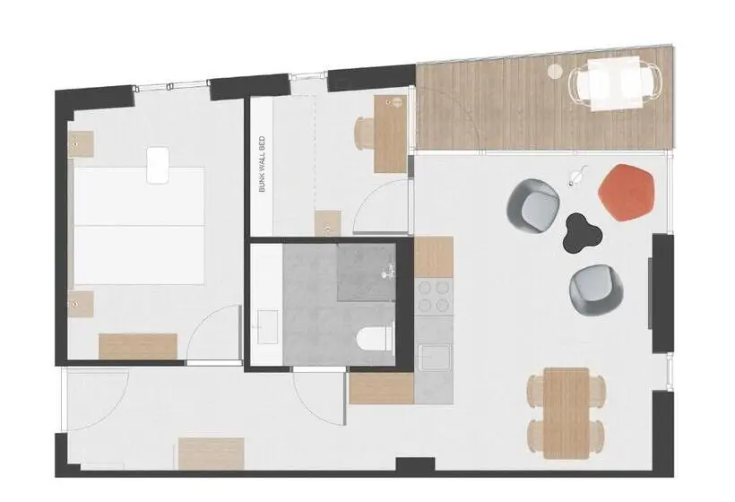 Balkonlu 1 Yatak Odalı Daire, Lux