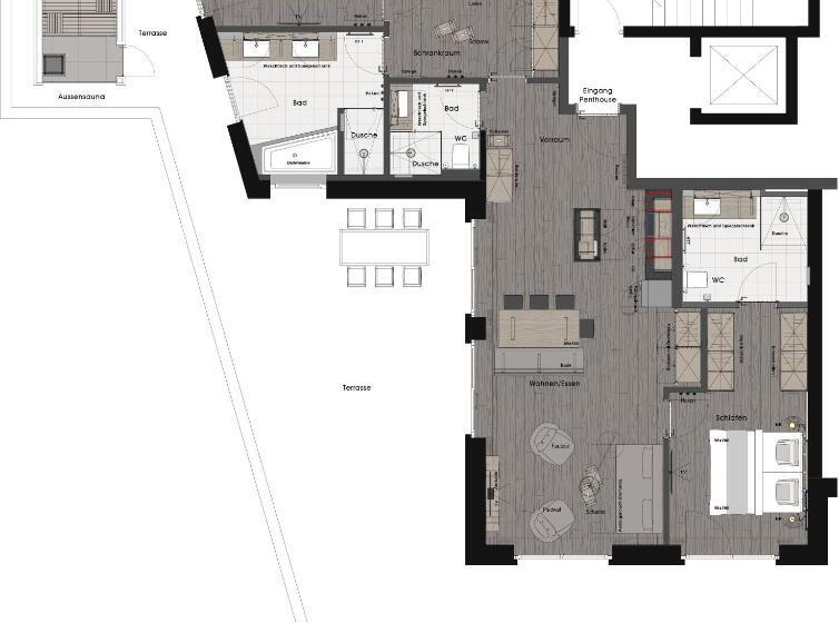 דירת פנטהאוז 1 חדרי שינה, Thomsn Central Hotel & Appartements