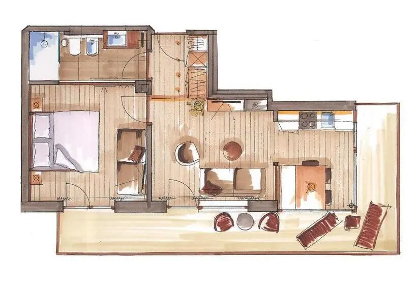１ベッドルームのデラックスアパートメント, Appartement Hotel Erlhof Deluxe