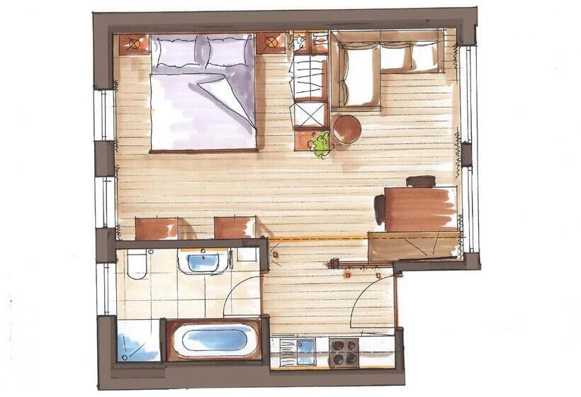 Апартаменты 1 Спальня Нижний Этаж, Appartement Hotel Erlhof Deluxe