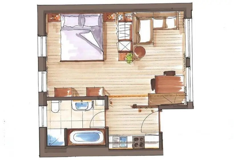 １階の１ベッドルームアパートメント, Appartement Hotel Erlhof Deluxe