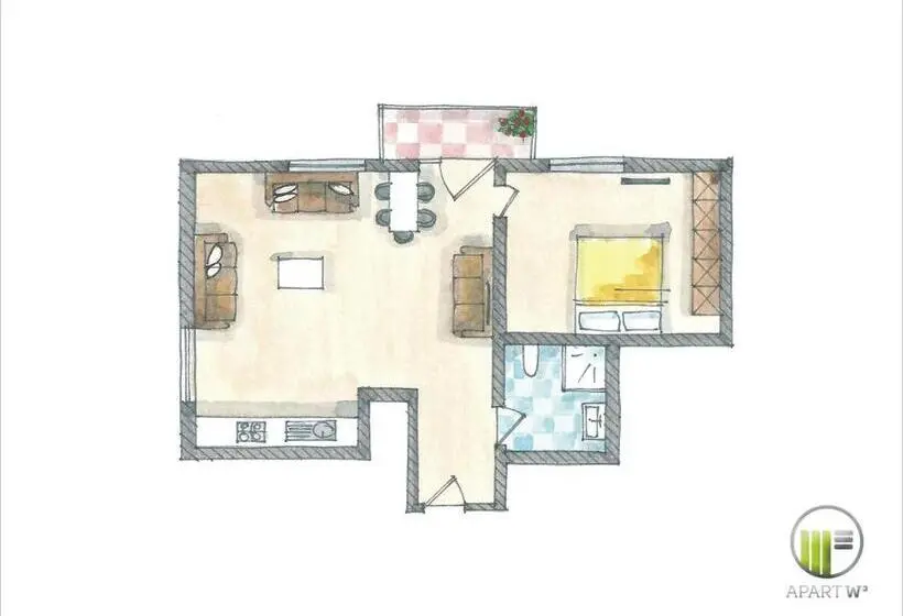 バルコニー付き１ベッドルームアパートメント, City Hotel Apartw3   Kostenlos Parken